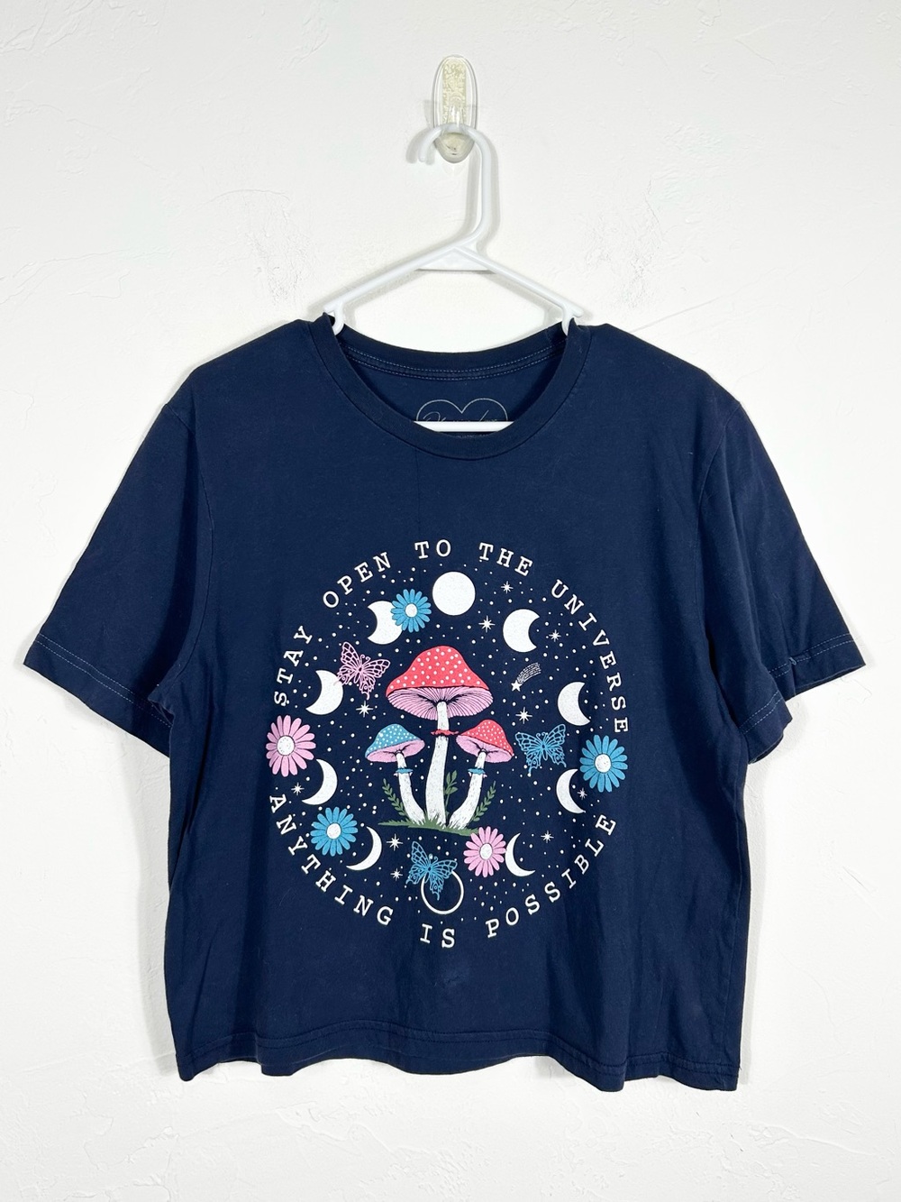 Obsessive Love Stay Open To The Universe Mushroom T-Shirt Medium